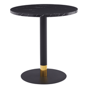 Vail Collection Dining Table Black/Gold Round Base With 27"/36" Round Sintered Stone and MDF Wood Top Stone 27 Inches Black Dining Table Leisuremod