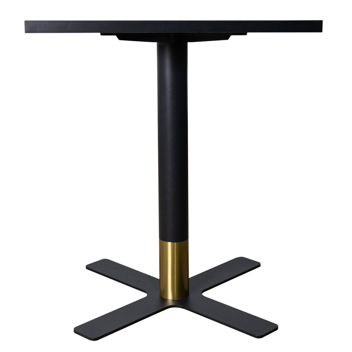 Vail Collection Dining Table Black/Gold X Base With 24" Square MDF Top Black Dining Table Leisuremod