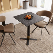 Vail Collection Dining Table Black/Gold X Base With 24" Square MDF Top Black Dining Table Leisuremod