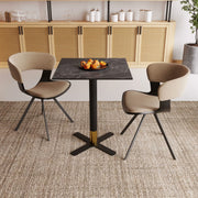 Vail Collection Dining Table Black/Gold X Base With 24" Square MDF Top Black Dining Table Leisuremod