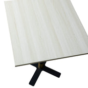 Vail Collection Dining Table Black/Gold X Base With 24" Square MDF Top Light Wood Brown Dining Table Leisuremod
