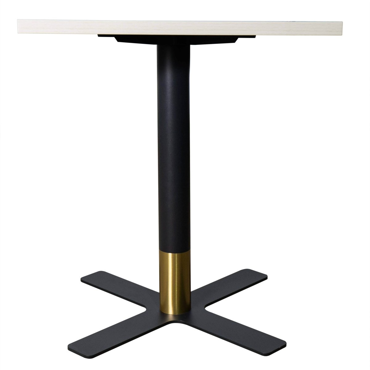 Vail Collection Dining Table Black/Gold X Base With 24" Square MDF Top Light Wood Brown Dining Table Leisuremod