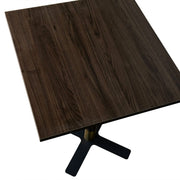 Vail Collection Dining Table Black/Gold X Base With 24" Square MDF Top Dark Brown Dining Table Leisuremod