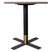 Vail Collection Dining Table Black/Gold X Base With 24" Square MDF Top Dark Brown Dining Table Leisuremod