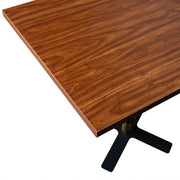 Vail Collection Dining Table Black/Gold X Base With 24" Square MDF Top Cognac Brown Dining Table Leisuremod