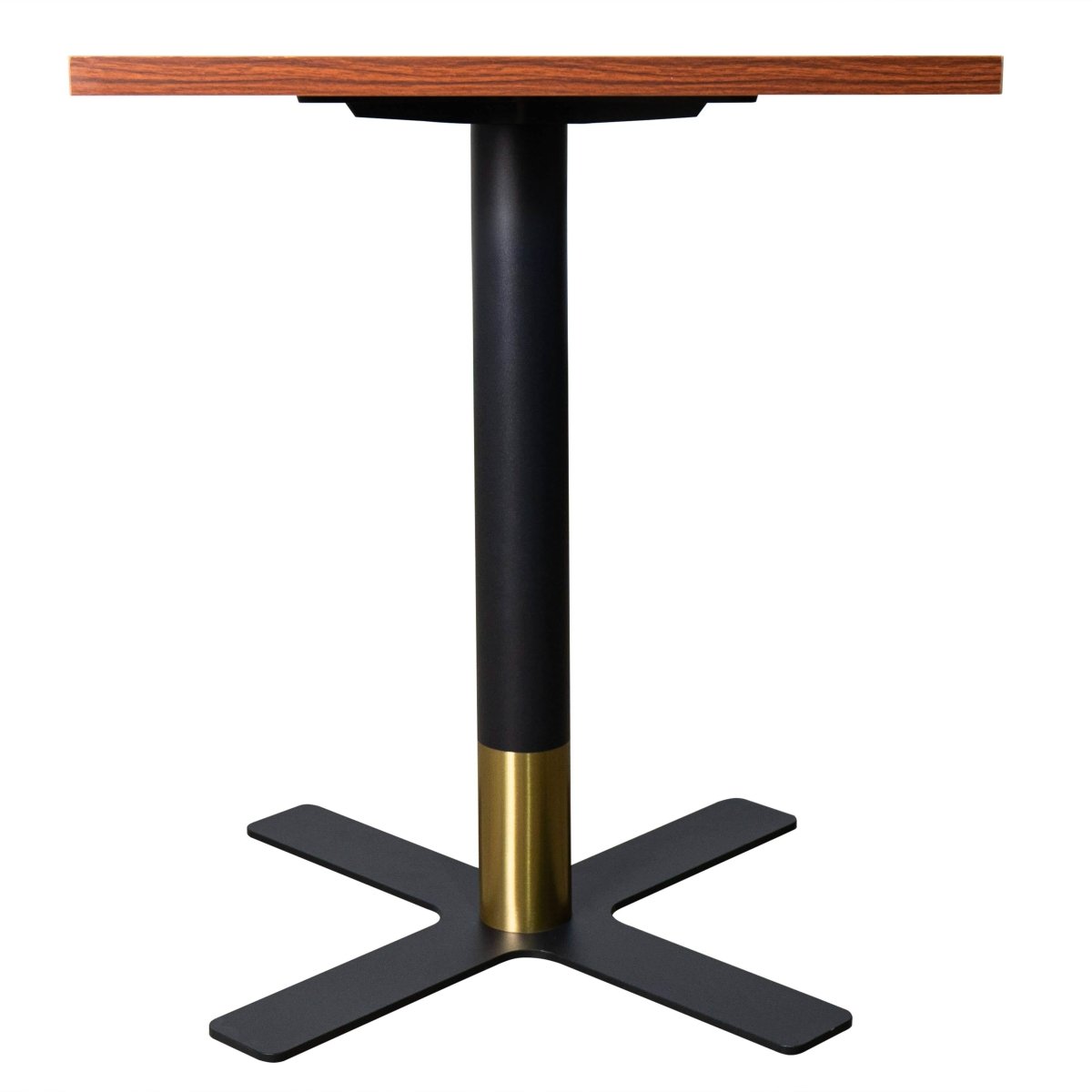Vail Collection Dining Table Black/Gold X Base With 24" Square MDF Top Cognac Brown Dining Table Leisuremod