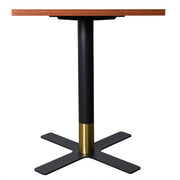 Vail Collection Dining Table Black/Gold X Base With 24" Square MDF Top Cognac Brown Dining Table Leisuremod