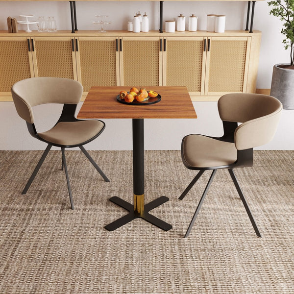 Vail Collection Dining Table Black/Gold X Base With 24" Square MDF Top