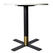 Vail Collection Dining Table Black/Gold X Base With Round MDF Wood/Sintered Stone Top 27 Inches Light Wood Brown Wood Dining Table Leisuremod
