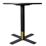 Vail Collection Dining Table Black/Gold X Base With Round MDF Wood/Sintered Stone Top 27 Inches Black Wood Dining Table Leisuremod
