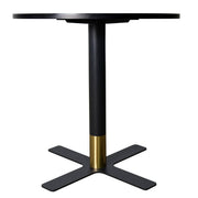 Vail Collection Dining Table Black/Gold X Base With Round MDF Wood/Sintered Stone Top 27 Inches Black Wood Dining Table Leisuremod