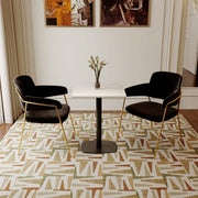 Vail Collection Dining Table Black Rectangle Base With 24" Square MDF Top Light Wood Brown Dining Table Leisuremod