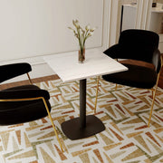 Vail Collection Dining Table Black Rectangle Base With 24" Square MDF Top Light Wood Brown Dining Table Leisuremod