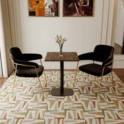 Vail Collection Dining Table Black Rectangle Base With 24" Square MDF Top Dark Brown Dining Table Leisuremod