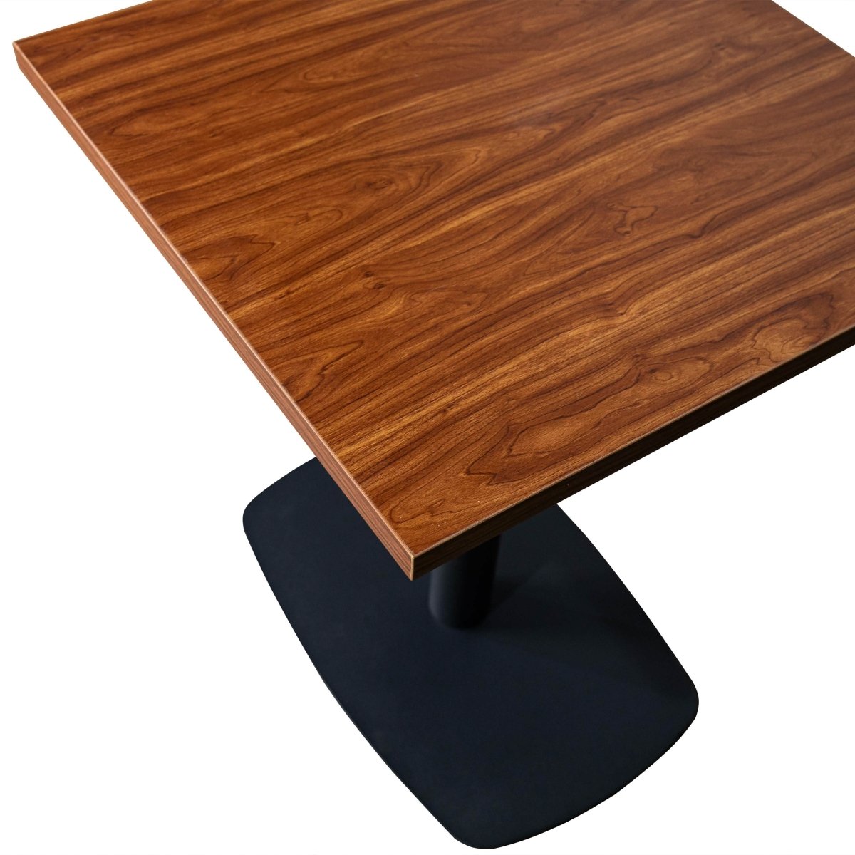 Vail Collection Dining Table Black Rectangle Base With 24" Square MDF Top Cognac Brown Dining Table Leisuremod