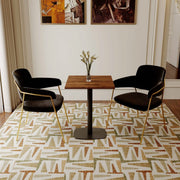 Vail Collection Dining Table Black Rectangle Base With 24" Square MDF Top Cognac Brown Dining Table Leisuremod