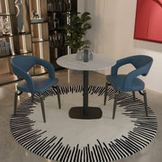 Vail Collection Dining Table Black Rectangle Base With 27"/36" Round Dark Brown MDF Wood/Sintered Stone Top 36 Inches Light Wood Brown Wood Dining Table Leisuremod
