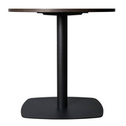 Vail Collection Dining Table Black Rectangle Base With 27"/36" Round Dark Brown MDF Wood/Sintered Stone Top 36 Inches Dark Brown Wood Dining Table Leisuremod