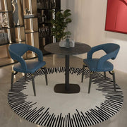 Vail Collection Dining Table Black Rectangle Base With 27"/36" Round Dark Brown MDF Wood/Sintered Stone Top 36 Inches Black Wood Dining Table Leisuremod