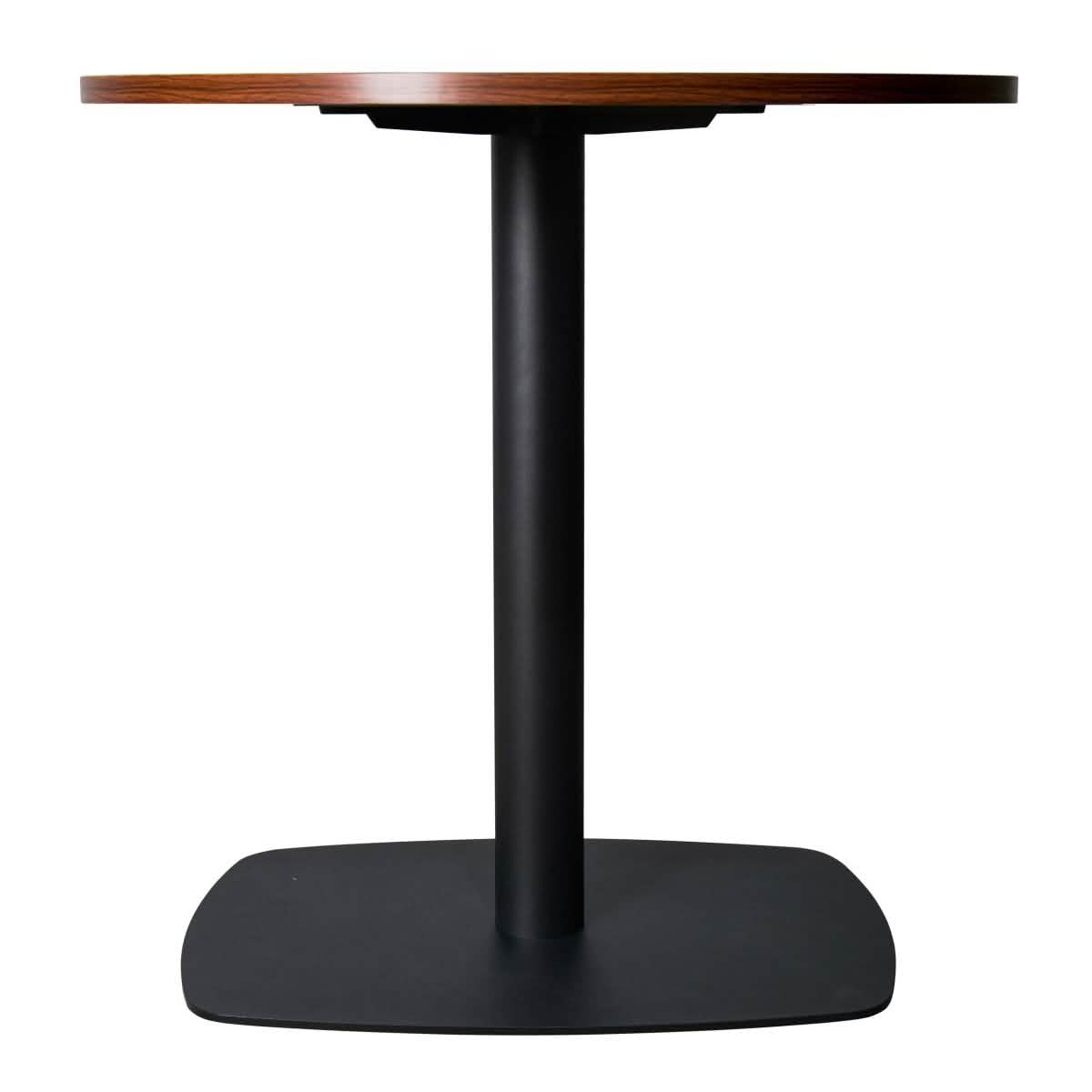 Vail Collection Dining Table Black Rectangle Base With 27"/36" Round Dark Brown MDF Wood/Sintered Stone Top 27 Inches Cognac Brown Wood Dining Table Leisuremod