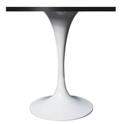 Verve Collection 24"Square Dining Table, Black/White/Brushed Gold Base with MDF Top 27 Inch White Black Wood Dining Table Leisuremod