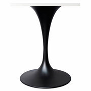 Verve Collection 24"Square Dining Table, Black/White/Brushed Gold Base with MDF Top 27 Inch Black Light Natural Wood Dining Table Leisuremod