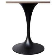 Verve Collection 24"Square Dining Table, Black/White/Brushed Gold Base with MDF Top 27 Inch Black Dark Maple Wood Dining Table Leisuremod