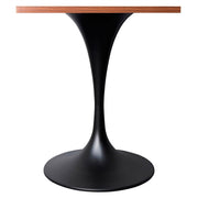 Verve Collection 24"Square Dining Table, Black/White/Brushed Gold Base with MDF Top 27 Inch Black Cognac Brown Wood Dining Table Leisuremod