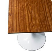 Verve Collection 24"Square Dining Table, Black/White/Brushed Gold Base with MDF Top 27 Inch White Cognac Brown Wood Dining Table Leisuremod