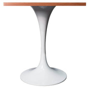 Verve Collection 24"Square Dining Table, Black/White/Brushed Gold Base with MDF Top 27 Inch White Cognac Brown Wood Dining Table Leisuremod
