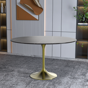 Verve Round Dining Table with MDF/Sintered Stone/Resin Tabletop in Gold Stainless Steel Pedestal Base Sintered Stone 48 Inch Black Dining Table Leisuremod