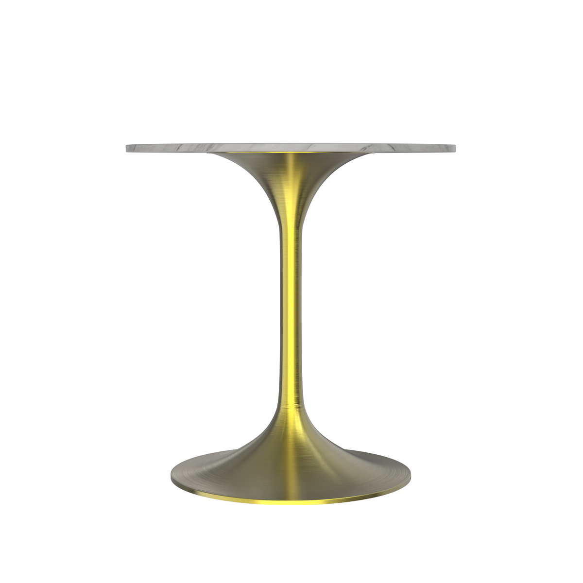 Verve Round Dining Table with MDF/Sintered Stone/Resin Tabletop in Gold Stainless Steel Pedestal Base Sintered Stone 27 Inch White Dining Table Leisuremod