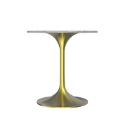 Verve Round Dining Table with MDF/Sintered Stone/Resin Tabletop in Gold Stainless Steel Pedestal Base Sintered Stone 27 Inch White Dining Table Leisuremod