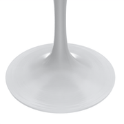 Verve Round Dining Table with MDF/Sintered Stone/Resin Tabletop in White Stainless Steel Pedestal Base Sintered Stone 27 Inch White Dining Table Leisuremod