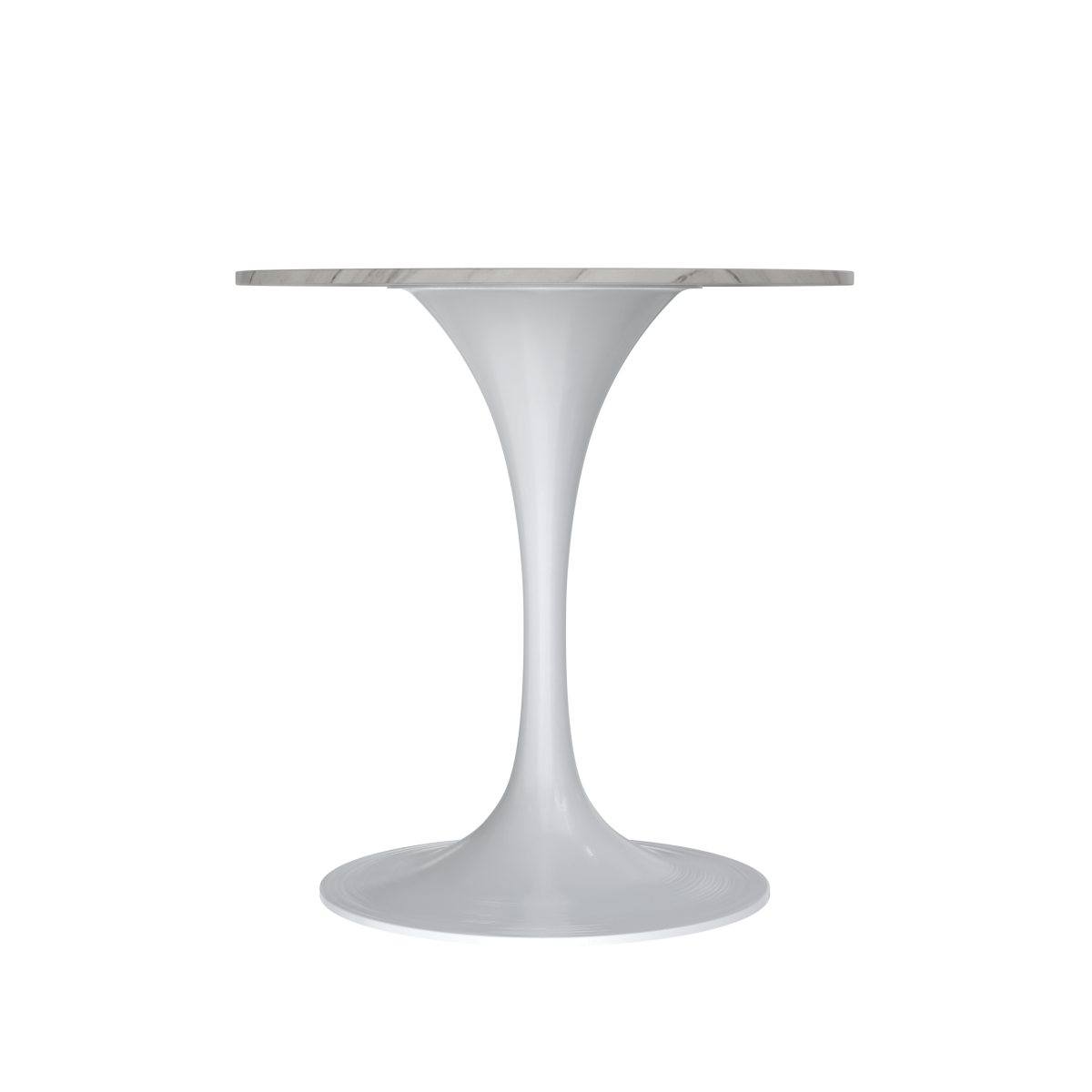 Verve Round Dining Table with MDF/Sintered Stone/Resin Tabletop in White Stainless Steel Pedestal Base Sintered Stone 27 Inch Grey Dining Table Leisuremod