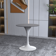 Verve Round Dining Table with MDF/Sintered Stone/Resin Tabletop in White Stainless Steel Pedestal Base Sintered Stone 27 Inch Grey Dining Table Leisuremod