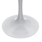 Verve Round Dining Table with MDF/Sintered Stone/Resin Tabletop in White Stainless Steel Pedestal Base Sintered Stone 27 Inch Grey Dining Table Leisuremod