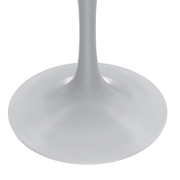 Verve Round Dining Table with MDF/Sintered Stone/Resin Tabletop in White Stainless Steel Pedestal Base Sintered Stone 36 Inch White Dining Table Leisuremod