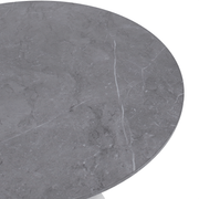 Verve Round Dining Table with MDF/Sintered Stone/Resin Tabletop in White Stainless Steel Pedestal Base Sintered Stone 36 Inch Grey Dining Table Leisuremod