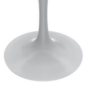 Verve Round Dining Table with MDF/Sintered Stone/Resin Tabletop in White Stainless Steel Pedestal Base Sintered Stone 36 Inch Grey Dining Table Leisuremod