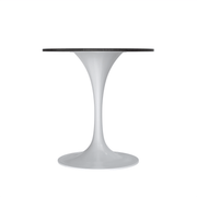 Verve Round Dining Table with MDF/Sintered Stone/Resin Tabletop in White Stainless Steel Pedestal Base Sintered Stone 27 Inch Black Dining Table Leisuremod