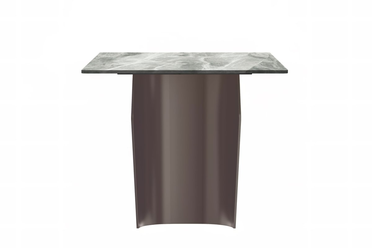 Zelan Dining Table with Rectangular Glass/Sintered Stone Tabletop and Steel Legs Sintered Stone 62 Inches Wide Deep Grey Dining Table Leisuremod
