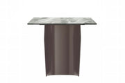 Zelan Dining Table with Rectangular Glass/Sintered Stone Tabletop and Steel Legs Sintered Stone 62 Inches Wide Deep Grey Dining Table Leisuremod