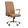 Evander Modern Swivel Office Chair in Leather with Adjustable Height and Silver Frame