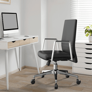 Aleen Leather Office Chair with Adjustable Height, Tilt and 360 Degree Swivel Black Office Chair Leisuremod