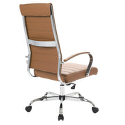 Benmar High-Back Leather Adjustable Office Conference Chair Chrome Brown Office Chair Leisuremod