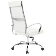 Benmar High-Back Leather Adjustable Office Conference Chair Chrome White Office Chair Leisuremod