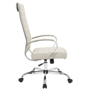 Benmar High-Back Leather Adjustable Office Conference Chair Chrome Tan Office Chair Leisuremod