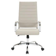 Benmar High-Back Leather Adjustable Office Conference Chair Chrome Tan Office Chair Leisuremod