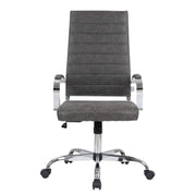 Benmar High-Back Leather Adjustable Office Conference Chair Chrome Charcoal Office Chair Leisuremod